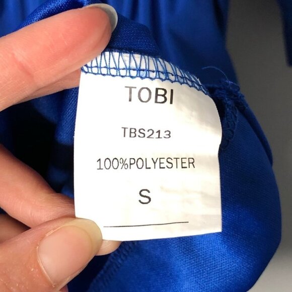 TOBI Sapphire Blue Low  Cut Long-Sleeve Dress Size Small - Picture 6 of 6